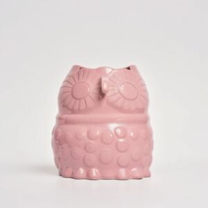 Doniczka ceramiczna Сова matowa różowa